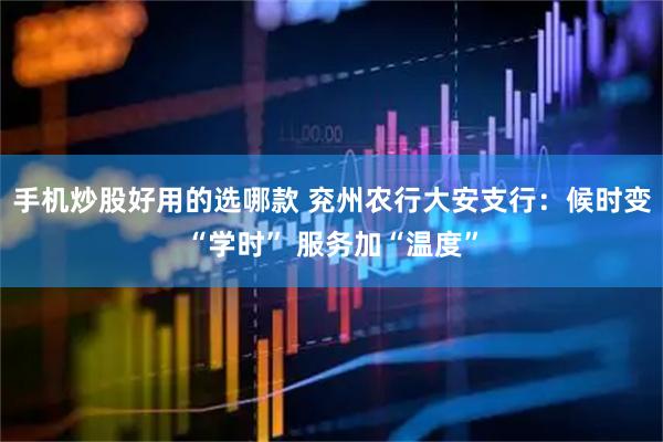 手机炒股好用的选哪款 兖州农行大安支行：候时变“学时” 服务加“温度”