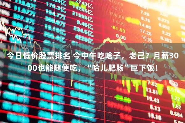 今日低价股票排名 今中午吃啥子，老己？月薪3000也能随便吃，“哈儿肥肠”巨下饭！
